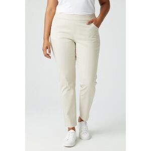 MarlaWynne Womens Stretch Pull On Ankle Pants Rayon Blend Office White 18W